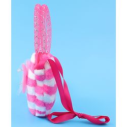 Babyhug Free Size Striped Heart Shaped Sling Bag With Bow Applique - Fuchsia