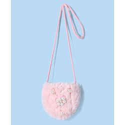 Babyhug Fur Woven Full Sleeves Winter Jacket with Bear Applique - Pink