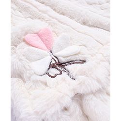 Babyhug Fur Woven Full Sleeves Winter Jacket with Heart Applique & Sling Bag - White
