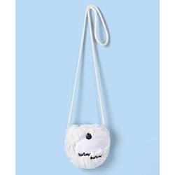 Babyhug Fur Woven Full Sleeves Winter Jacket with Heart Applique & Sling Bag - White