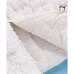 Babyhug Fur Woven Full Sleeves Winter Jacket with Heart Applique & Sling Bag - White