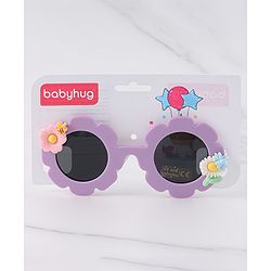 Babyhug Free Size Sunglasses With Floral Applique - Purple