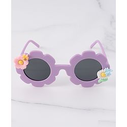 Babyhug Free Size Sunglasses With Floral Applique - Purple