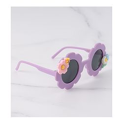 Babyhug Free Size Sunglasses With Floral Applique - Purple