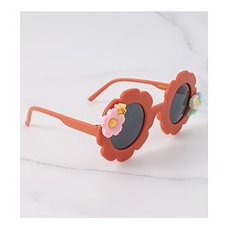 Babyhug Free Size Sunglasses With Floral Applique - Orange
