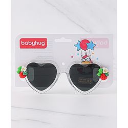 Babyhug Free Size Sunglasses Heart Shaped With Floral & Strawberry Applique - White