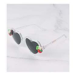 Babyhug Free Size Sunglasses Heart Shaped With Floral & Strawberry Applique - White