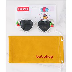 Babyhug Free Size Sunglasses Heart Shaped With Floral & Strawberry Applique - White