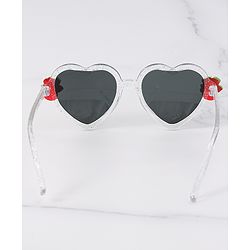 Babyhug Free Size Sunglasses Heart Shaped With Floral & Strawberry Applique - White