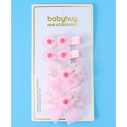 Babyhug Hair Pins And Clips With Floral Applique - Pink