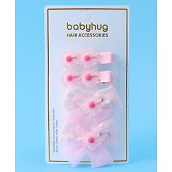 Babyhug Hair Pins And Clips With Floral Applique - Pink