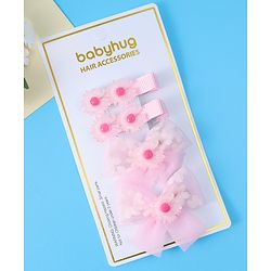 Babyhug Hair Pins And Clips With Floral Applique - Pink