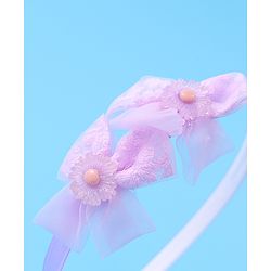 Babyhug Hair Accessories Combo Set With Floral Applique - Purple