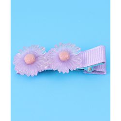 Babyhug Hair Accessories Combo Set With Floral Applique - Purple