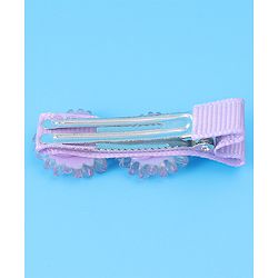 Babyhug Hair Accessories Combo Set With Floral Applique - Purple