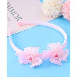 Babyhug Hair Accessories Combo Set With Floral Applique - Pink