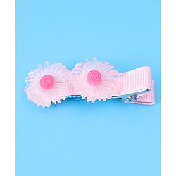 Babyhug Hair Accessories Combo Set With Floral Applique - Pink