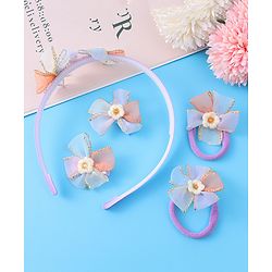 Babyhug Hair Accessories Combo Set With Floral Applique - Purple