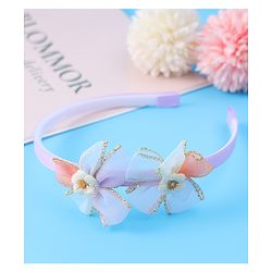 Babyhug Hair Accessories Combo Set With Floral Applique - Purple