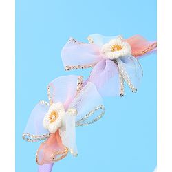 Babyhug Hair Accessories Combo Set With Floral Applique - Purple