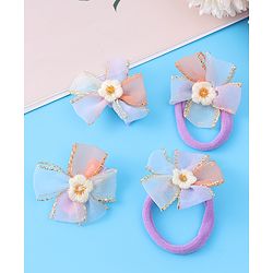 Babyhug Hair Accessories Combo Set With Floral Applique - Purple