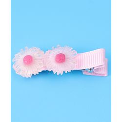 Babyhug Hair Accessories Combo Set With Floral Applique - Pink