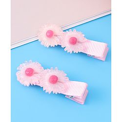 Babyhug Hair Accessories Combo Set With Floral Applique - Pink