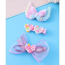 Babyhug Hair Accessories Combo Set With Heart & Butterly Applique - Purple