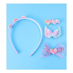 Babyhug Hair Accessories Combo Set With Heart & Butterly Applique - Purple