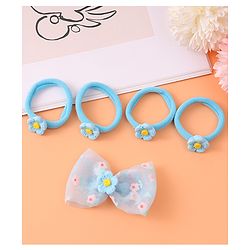 Babyhug Hair Accessories Combo Set With Floral Applique - Blue