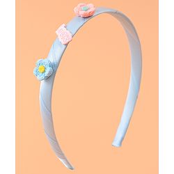 Babyhug Hair Accessories Combo Set With Floral Applique - Blue