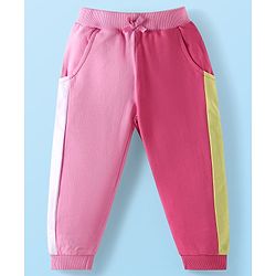 Babyhug Terry Knit Full Sleeves Hooded Sweatjacket & Joggers Set with Text Print & Kangaroo Pockets - Pink