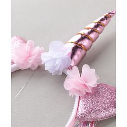 Babyhug Hair Band With Unicorn Applique & Hair Extensions - Pink