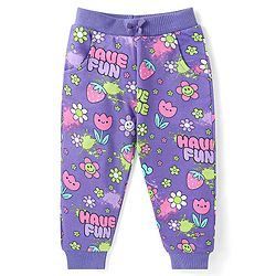 Babyhug Terry Knit Full Sleeves Hooded Sweat Jacket & Legging With Floral Print - Purple