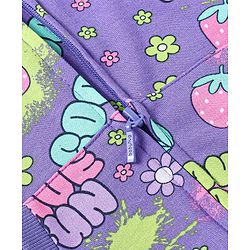 Babyhug Terry Knit Full Sleeves Hooded Sweat Jacket & Legging With Floral Print - Purple