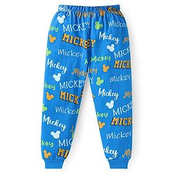 Babyhug Disney Single Jersey Knit Full Sleeves Night Suit With Mickey Mouse Graphics - Green & Blue