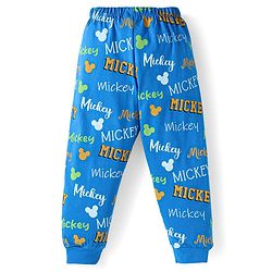 Babyhug Disney Single Jersey Knit Full Sleeves Night Suit With Mickey Mouse Graphics - Green & Blue