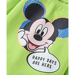 Babyhug Disney Single Jersey Knit Full Sleeves Night Suit With Mickey Mouse Graphics - Green & Blue
