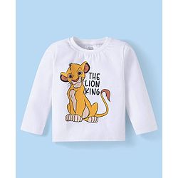 Babyhug Disney Single Jersey Knit Full Sleeves Night Suit with The Lion King Graphics - White & Yellow