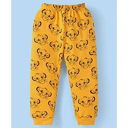 Babyhug Disney Single Jersey Knit Full Sleeves Night Suit with The Lion King Graphics - White & Yellow