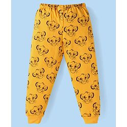 Babyhug Disney Single Jersey Knit Full Sleeves Night Suit with The Lion King Graphics - White & Yellow
