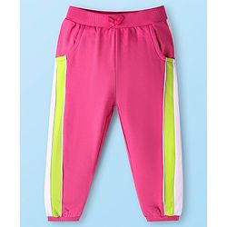 Babyhug Terry Knit Full Sleeves Sweatjacket & Lounge Pant Set With Cut & Sew Design - Dark Pink