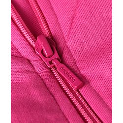 Babyhug Terry Knit Full Sleeves Sweatjacket & Lounge Pant Set With Cut & Sew Design - Dark Pink