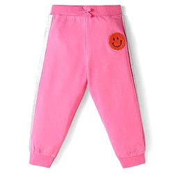 Babyhug Terry Knit Full Sleeves Text Print Zipper Jacket & Jogger Set - Pink