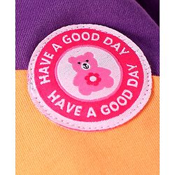 Babyhug Terry Knit Full Sleeveless Cut & Sew Hooded Sweatjacket & Joggers Set with Text Patch - Purple