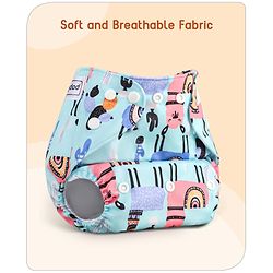 Babyhug Reusable Cloth Diaper With Insert Elephants Icecream & Deer Prints Pack  of 3 - Purple Blue Pink