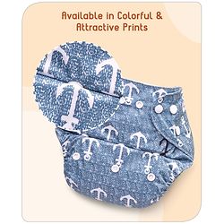 Babyhug Reusable Cloth Diaper With Insert Elephants Icecream & Deer Prints Pack  of 3 - Purple Blue Pink