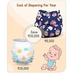 Babyhug Reusable Cloth Diaper With Insert Elephants Icecream & Deer Prints Pack  of 3 - Purple Blue Pink