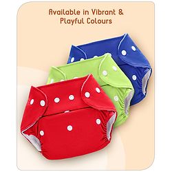Babyhug  Free Size Reusable Cloth Diaper with Inserts Pack of 3 - Multicolour