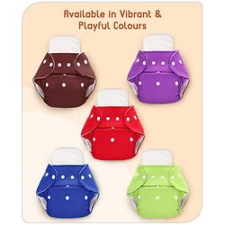 Babyhug  Free Size Reusable Cloth Diaper with Inserts Pack of 5 - Multicolour
